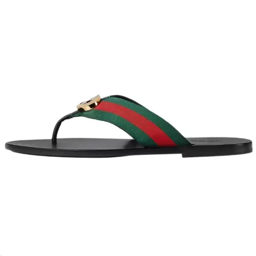 GUCCI Web Striped Thong Sandals
