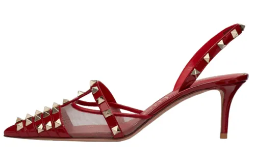 Valentino Rockstud Slim Heel High Heels Women's Red