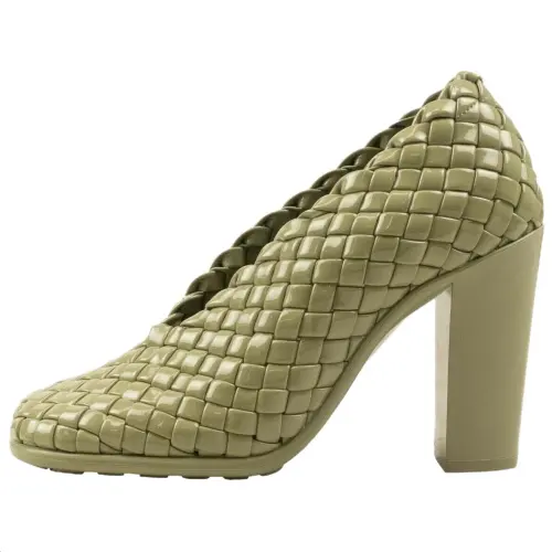 Bottega Veneta Lido Leather Block Heel High Heels Women's Green