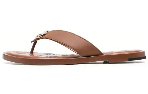 GUCCI Interlocking Open Toe Flip Flops Women's Brown