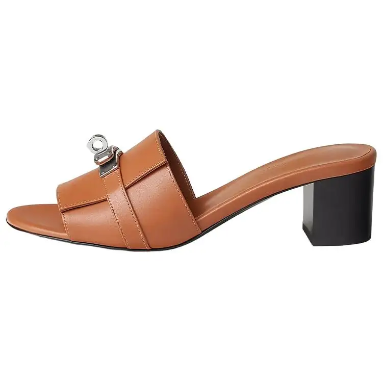 HERMES Gigi Slide Slippers Women's Brown