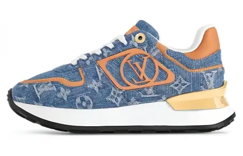 LOUIS VUITTON Run Away Cow Leather Low top Casual Shoes Women's Blue