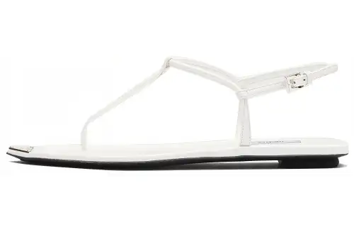 PRADA Leather One Strap Sandals Women's White
