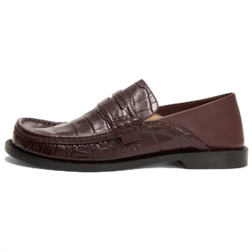 LOEWE Campo Calfskin Loafers Women's Red Brown