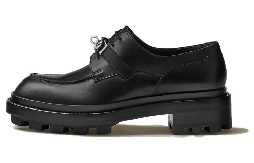 HERMES First Leather Casual Shoes Men's Black