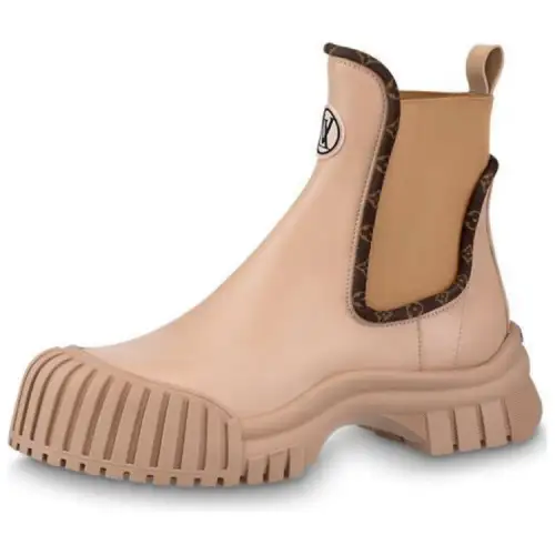 LOUIS VUITTON Ruby Comfortable And Trendy Short Chelsea Boots Women's Beige