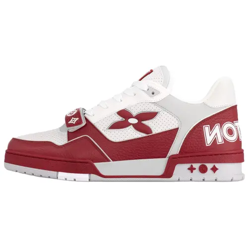 LOUIS VUITTON Trainer Cow Leather Low top Skateboard Shoes Men's Red