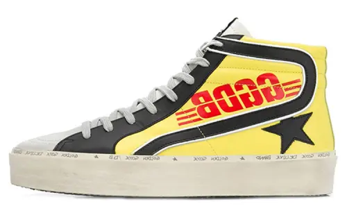 Golden Goose Leather Lace Up Stylish Skateboarding Shoes Men's Yellow Distressed