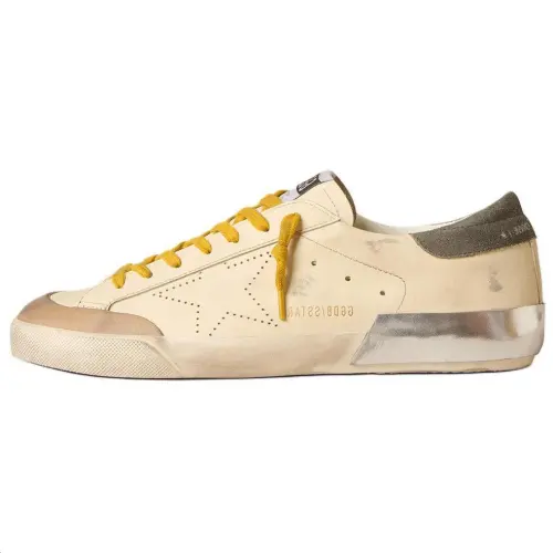 Golden Goose Super Star Cow Leather Low top Skateboard Shoes Men's Cream