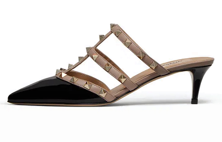 Valentino Rockstud Closed Toe Slippers Women's Brown