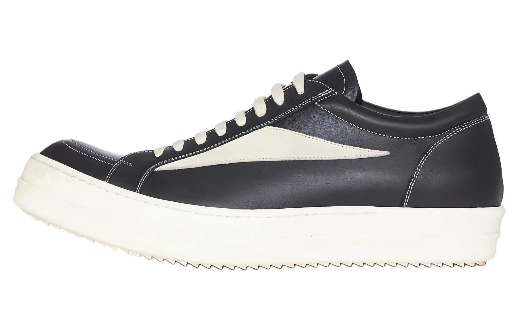 RICK OWENS/RO Luxor Vintage Cow Leather Low top Skateboard Shoes Men's Black White