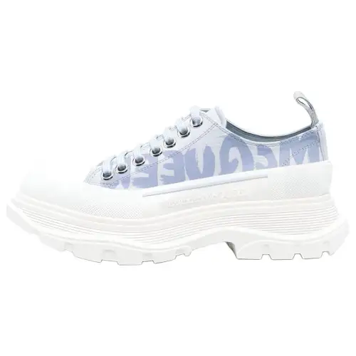 Alexander McQueen Tread Slick Low Lace Up Graffiti Shoes 'Blue White' Women's