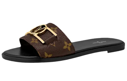LOUIS VUITTON Lock It Slide Slippers Women's Black