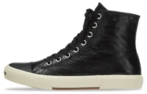 Balenciaga Paris High Top Sneakers 'Black Leather And White Rubber' Women's