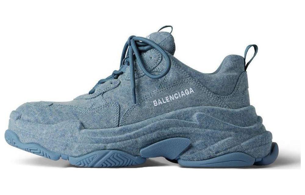 Balenciaga Balenciaga Triple S denim round toe lace-up low-top lifestyle shoes for men blue