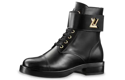 LOUIS VUITTON Lv Wonderland Small Cowhide Combat Boots Black Women's