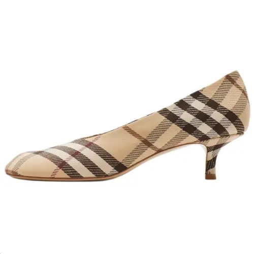 Burberry Check Slim Heel High Heels 4.5cm Women's Light Brown