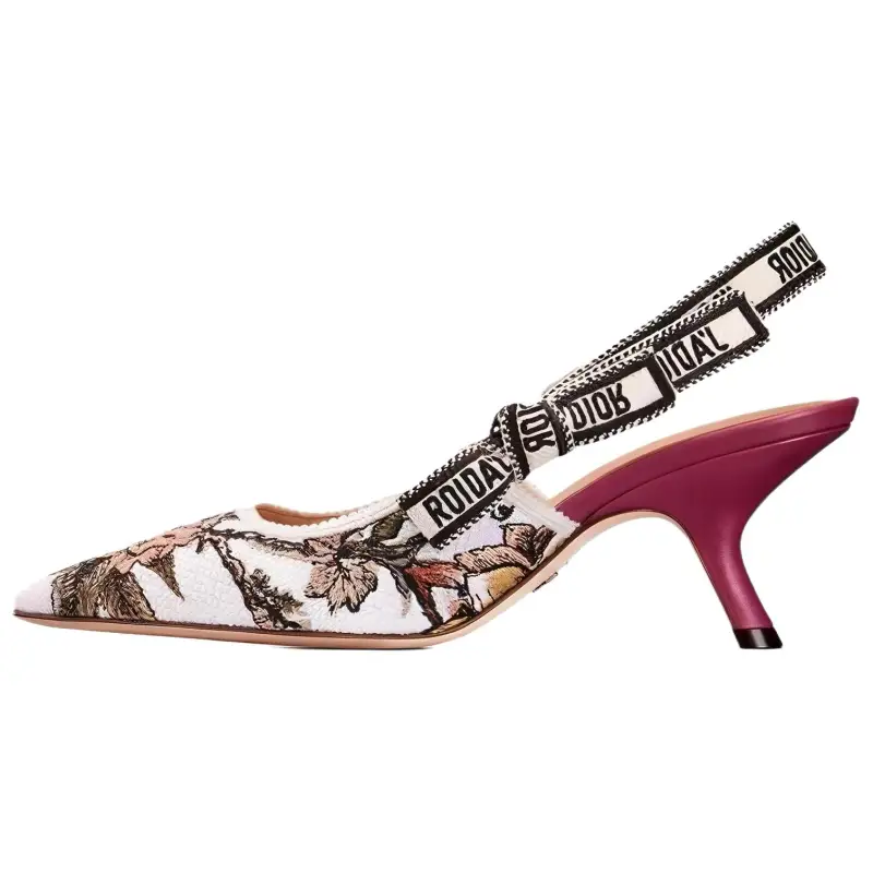 DIOR J'Adior Cotton Fabric Slim Heel High Heels Women's White