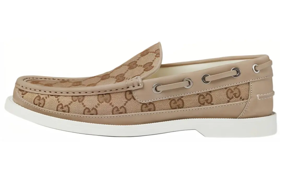 GUCCI GG Leather Loafers 1.5cm Men's Brown