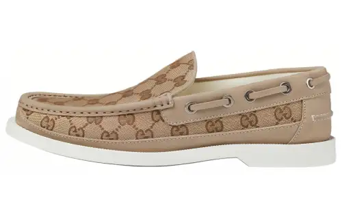 GUCCI GG Leather Loafers 1.5cm Men's Brown