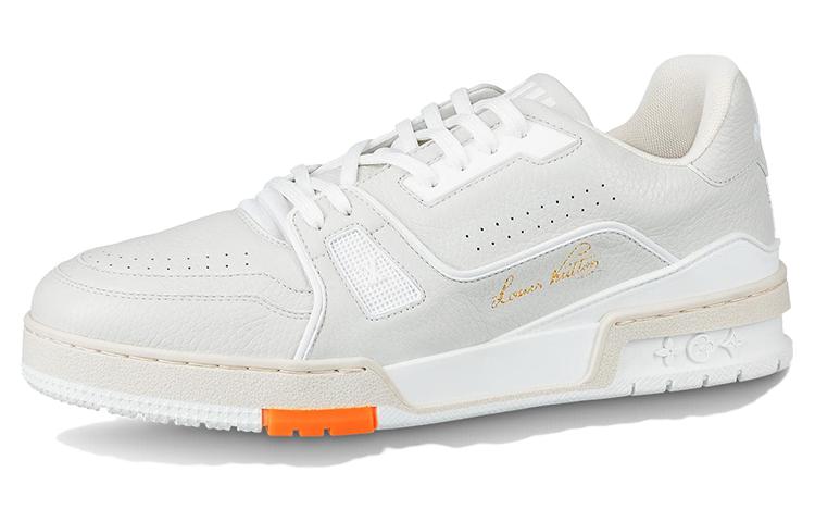 Мужские кеды Louis Vuitton Trainer (бело-оранжевые)