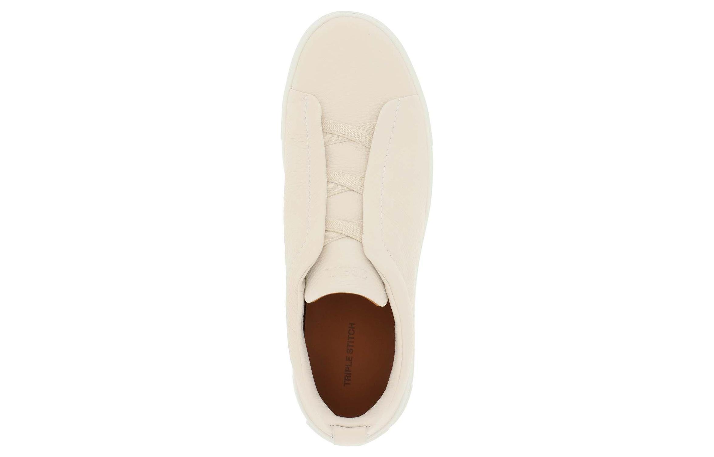 Zegna Grained-leather Low-top Sneakers