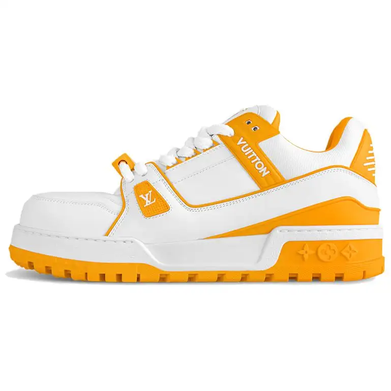 LOUIS VUITTON Trainer Maxi Leather Low top Skateboard Shoes Women's White Yellow