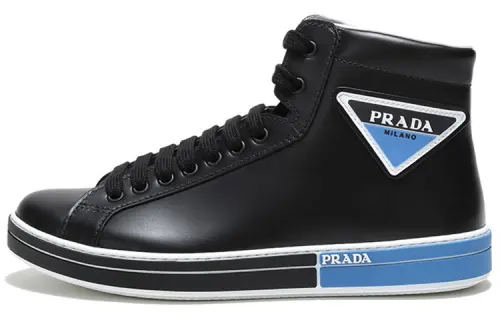 PRADA Skateboard Shoes Men's High Top Black Blue