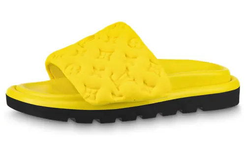 LOUIS VUITTON Concave printed pattern easy to put on and take off slippers, women's yellow