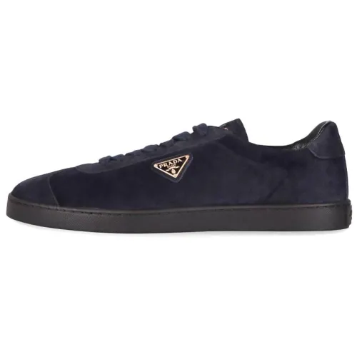 PRADA Leather, Suede Low top Skateboard Shoes Men's Marine Blue