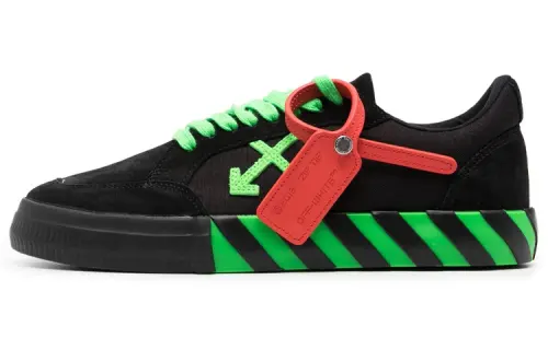 OFF WHITE Vulcanized Low top Stylish Skateboarding Shoes Men's Black Green