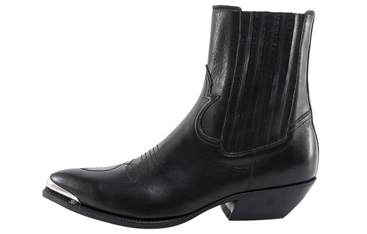 CELINE Leather Minimalist Fashion Short Chelsea Boots Men's Black