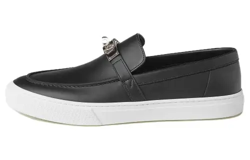 HERMES Game Cow Leather Casual Shoes Men's Black