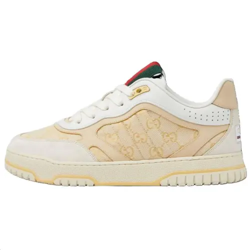 GUCCI Re Web Suede Low top Skateboard Shoes Men's Beige