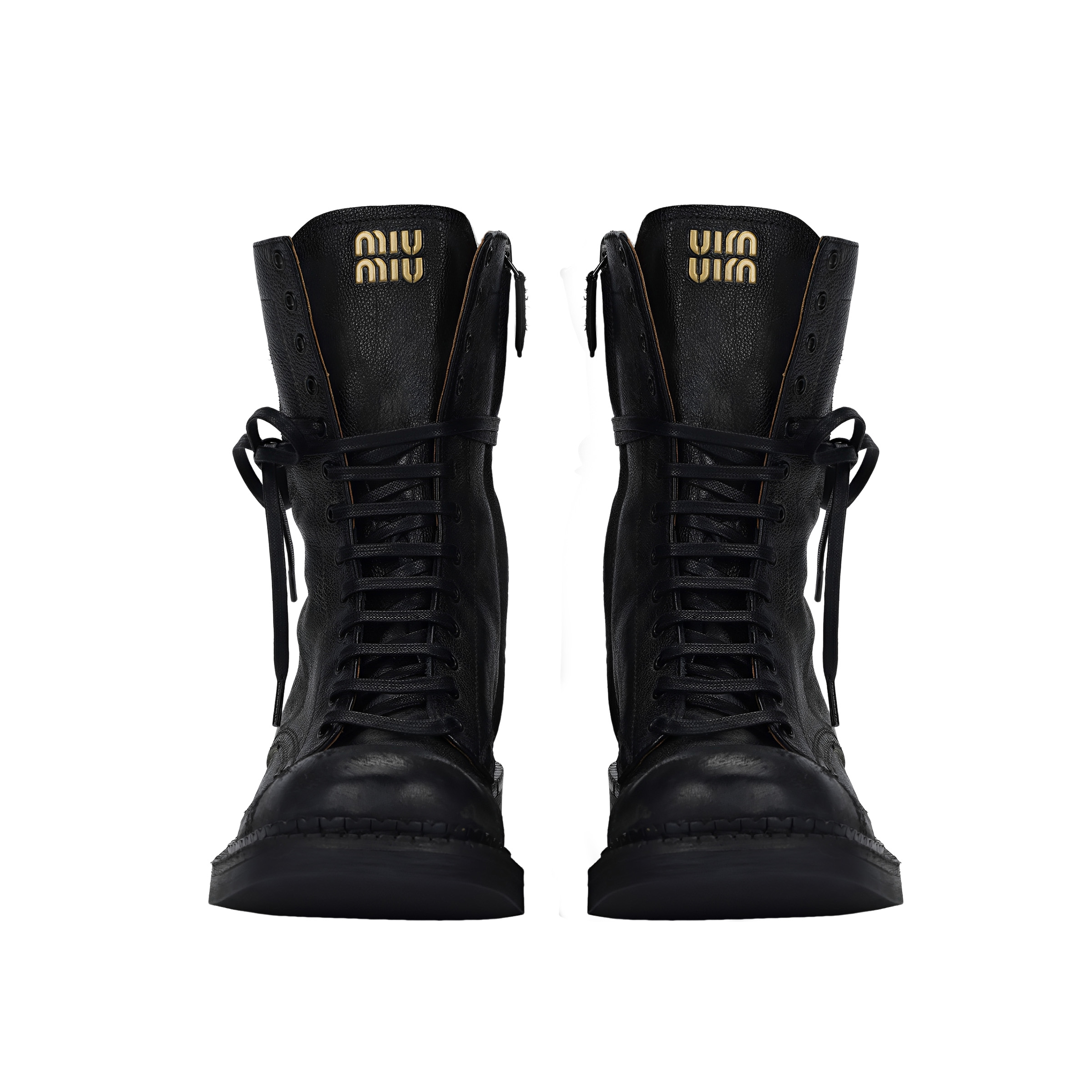 MIU MIU FW24 Leather Ankle Boots Women's Black