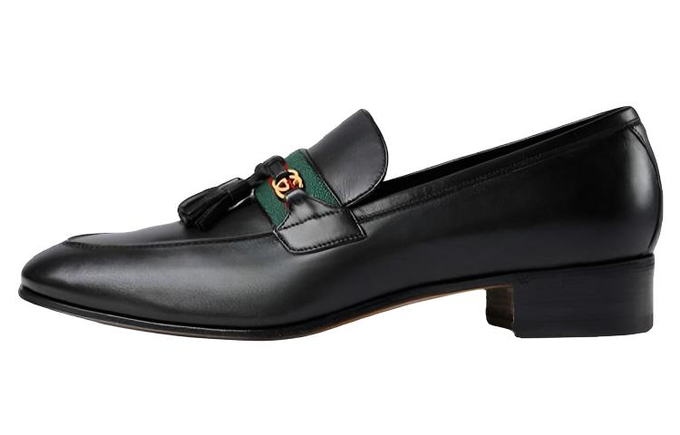 GUCCI Interlocking Collection Leather Block Heel Loafers 3.5cm Men's