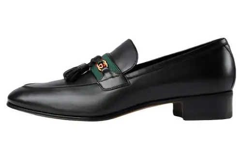GUCCI Interlocking Collection Leather Block Heel Loafers 3.5cm Men's