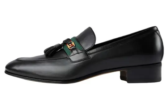 GUCCI Interlocking Collection Leather Block Heel Loafers 3.5cm Men's