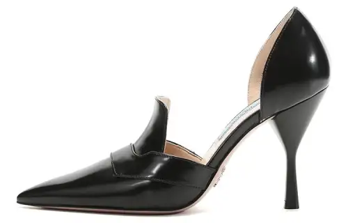 PRADA Cow Leather Slim Heel High Heels 9.5cm Women's Black