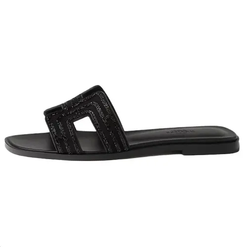 HERMES Oran Slide Slippers Women's Black