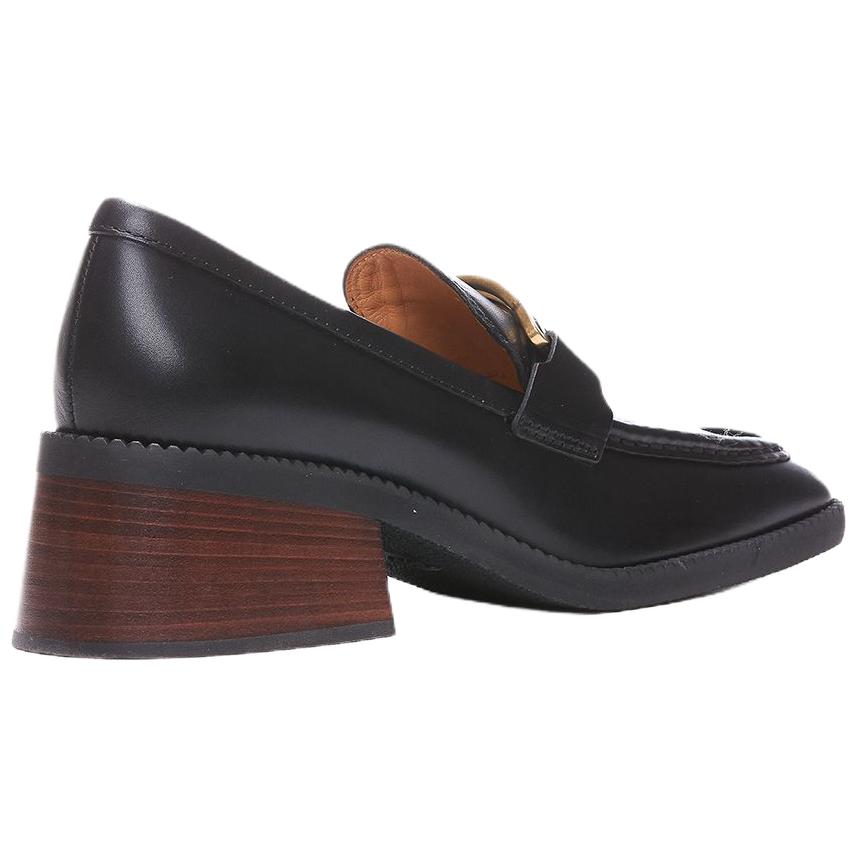 TOD'S Kate Leather Chunky Heel High Heels 5.5cm Women's Black