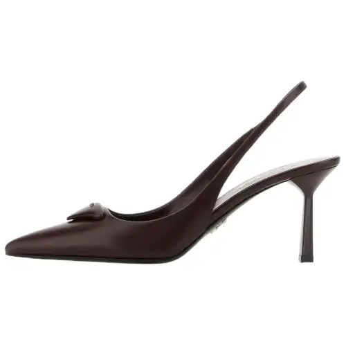 PRADA Leather Slim Heel High Heels 7.5cm Women's Burgundy