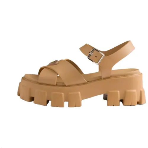 PRADA Monolith One Strap Sandals 5.5cm Women's Brown