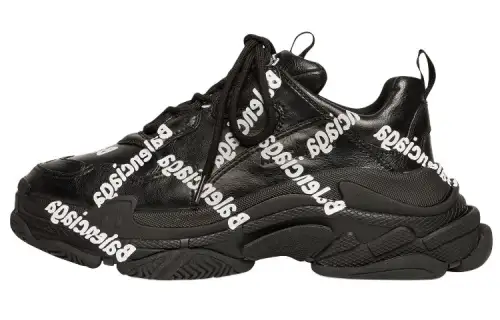 Balenciaga Triple S All Over Logo Black White Women's