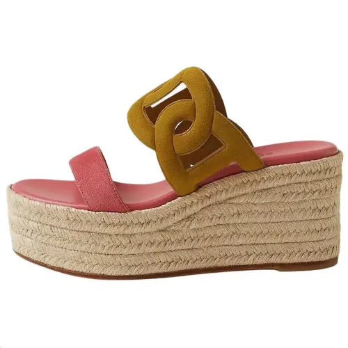 HERMES Alpargatas Slide Slippers 8.5cm Women's Pink