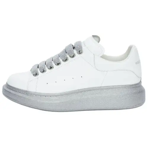 Alexander McQueen Oversized White Silver Glitter Sole Women's