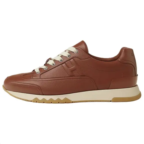HERMES Trail Calfskin Low top Casual Shoes 3cm Men's Gold