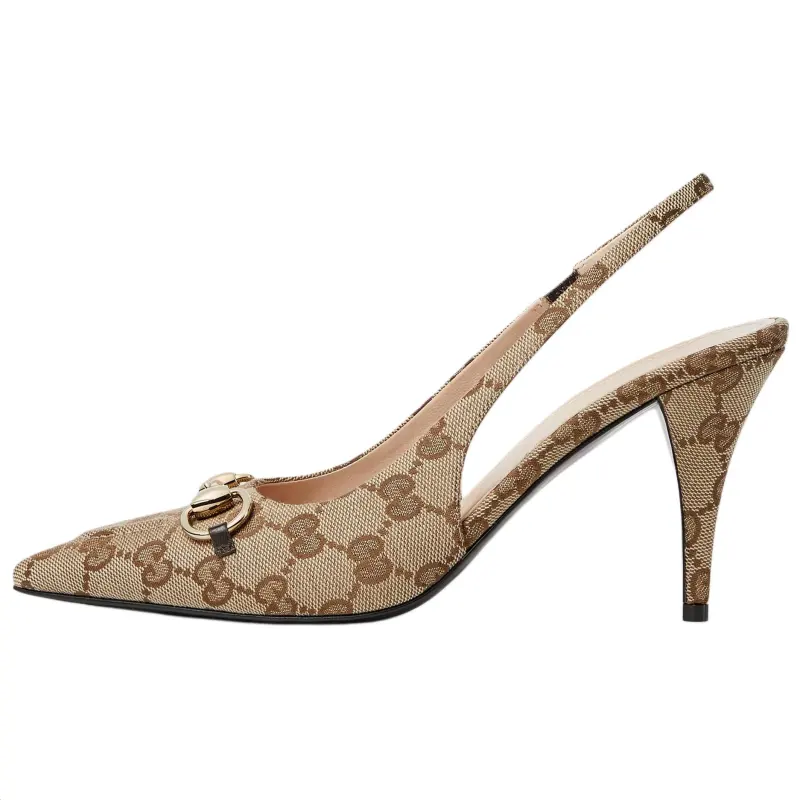 GUCCI Horsebit Slim Heel High Heels 8.5cm Women's Ebony