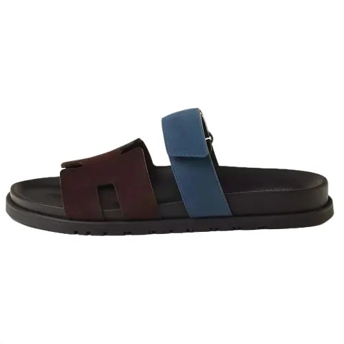 HERMES Chypre Slide Slippers Men's Burgundy