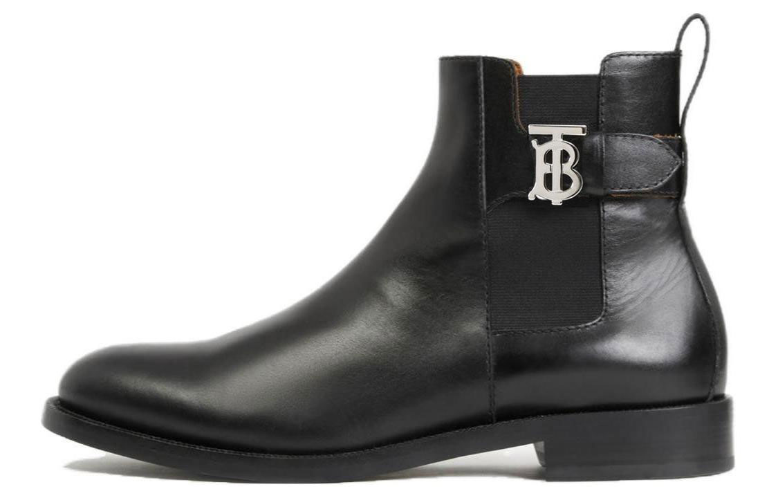 Burberry Leather Comfortable Short Chelsea Boots Men's Black